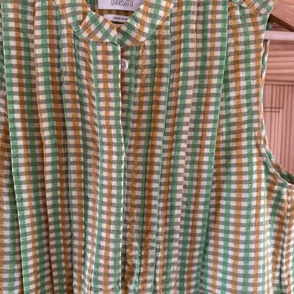 Toast Flora Check Seersucker Dress, Sea Green/Taupe, 6 - Picture 5 of 8
